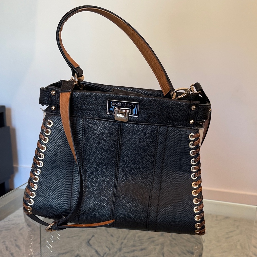 River Island Black and Tan Shoulder Bag